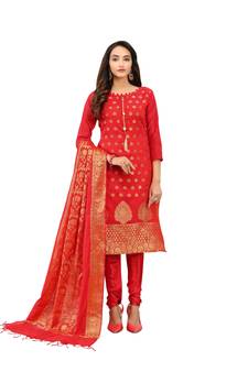 Red woven jacquard salwar