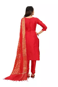Red woven jacquard salwar
