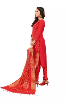 Red woven jacquard salwar