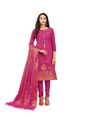 Pink woven jacquard salwar 1