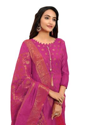 Pink woven jacquard salwar 4
