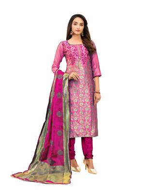 Pink woven jacquard salwar 1