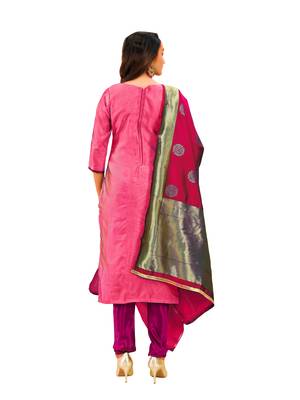 Pink woven jacquard salwar 2