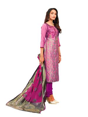 Pink woven jacquard salwar 3