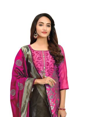 Pink woven jacquard salwar 4