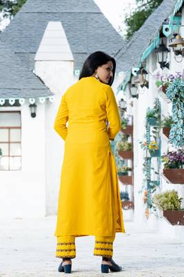 Mustard floral print cotton salwar 2
