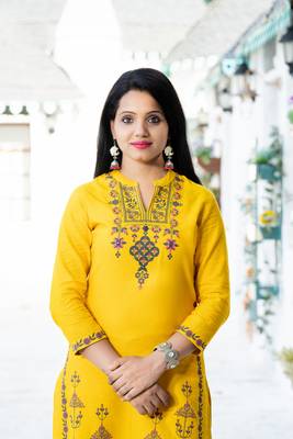 Mustard floral print cotton salwar 3