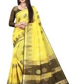 Yellow woven cotton silk saree with blouse