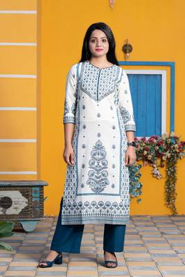 White floral print cotton salwar 1