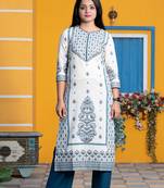 White floral print cotton salwar
