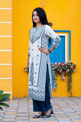 White floral print cotton salwar 4