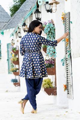 Teal-blue block print santoon salwar 2