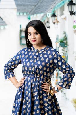 Teal-blue block print santoon salwar 3