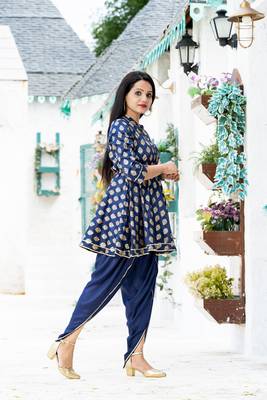 Teal-blue block print santoon salwar 4
