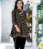 Black block print rayon salwar