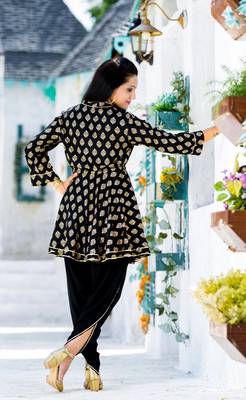 Black block print rayon salwar 2