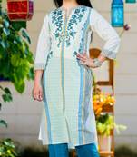 White screen print cotton salwar