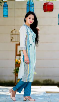 White screen print cotton salwar 3