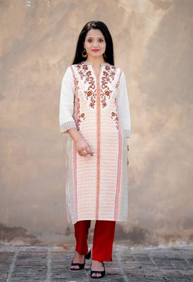 White screen print cotton salwar 1
