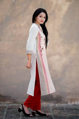 White screen print cotton salwar 4