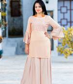 Peach resham embroidery rayon salwar