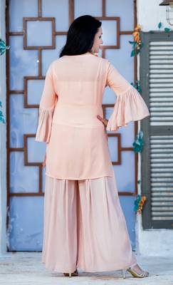 Peach resham embroidery rayon salwar 2