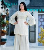 Cream resham embroidery rayon salwar
