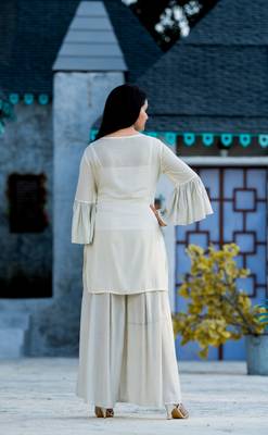 Cream resham embroidery rayon salwar 2