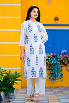 White block print cotton salwar 1