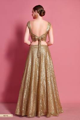 Beige embroidered silk semi stitched lehenga 2