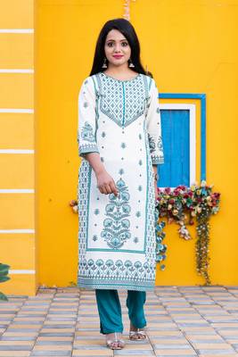 White floral print cotton salwar 1