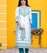 White floral print cotton salwar