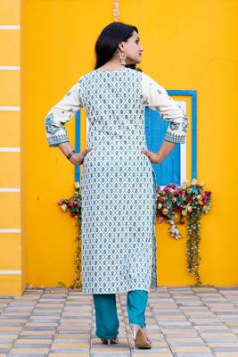 White floral print cotton salwar 2