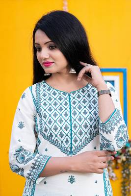 White floral print cotton salwar 4
