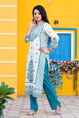White floral print cotton salwar 5