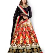 Multicolor embroidered silk semi stitched lehenga