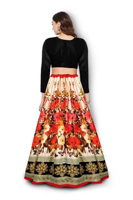 Multicolor embroidered silk semi stitched lehenga 4