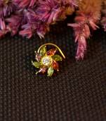 Designer stone studded premium gold plated diamond nose-ring or nose pin