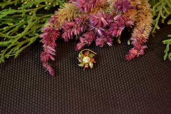 Designer stone studded premium gold plated diamond nose-ring or nose pin 2