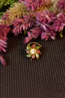 Designer stone studded premium gold plated diamond nose-ring or nose pin