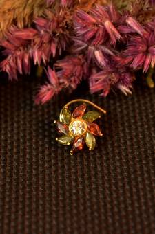 Designer stone studded premium gold plated diamond nose-ring or nose pin