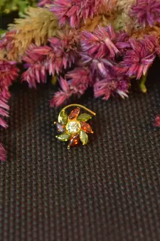 Designer stone studded premium gold plated diamond nose-ring or nose pin