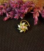 Designer stone studded premium gold plated diamond nose-ring or nose pin