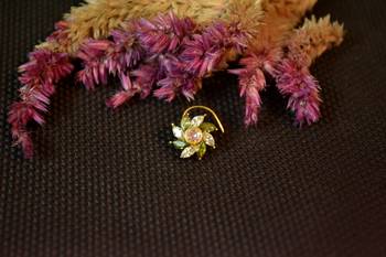 Designer stone studded premium gold plated diamond nose-ring or nose pin 2