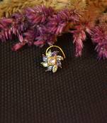 Designer stone studded premium gold plated diamond nose-ring or nose pin