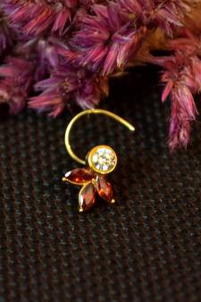 Designer stone studded premium gold plated diamond nose-ring or nose pin