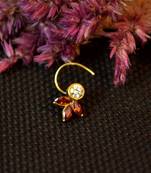 Designer stone studded premium gold plated diamond nose-ring or nose pin