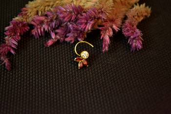 Designer stone studded premium gold plated diamond nose-ring or nose pin 3