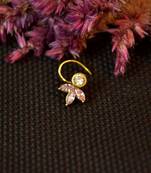 Designer stone studded premium gold plated diamond nose-ring or nose pin