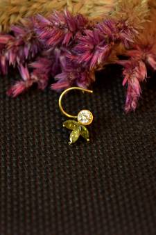 Designer stone studded premium gold plated diamond nose-ring or nose pin